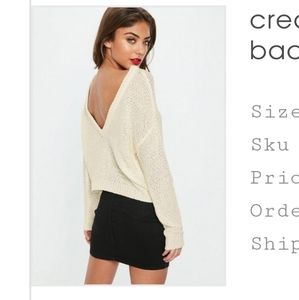 Cream plunge v back sweater